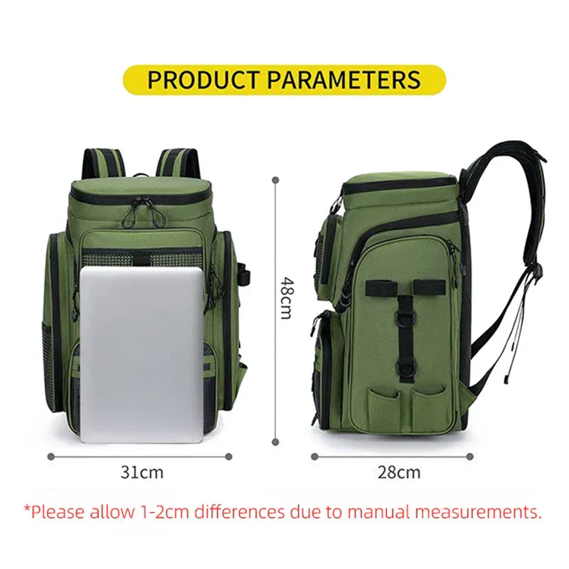 Tackle Backpack with Rod Holders Camping Green