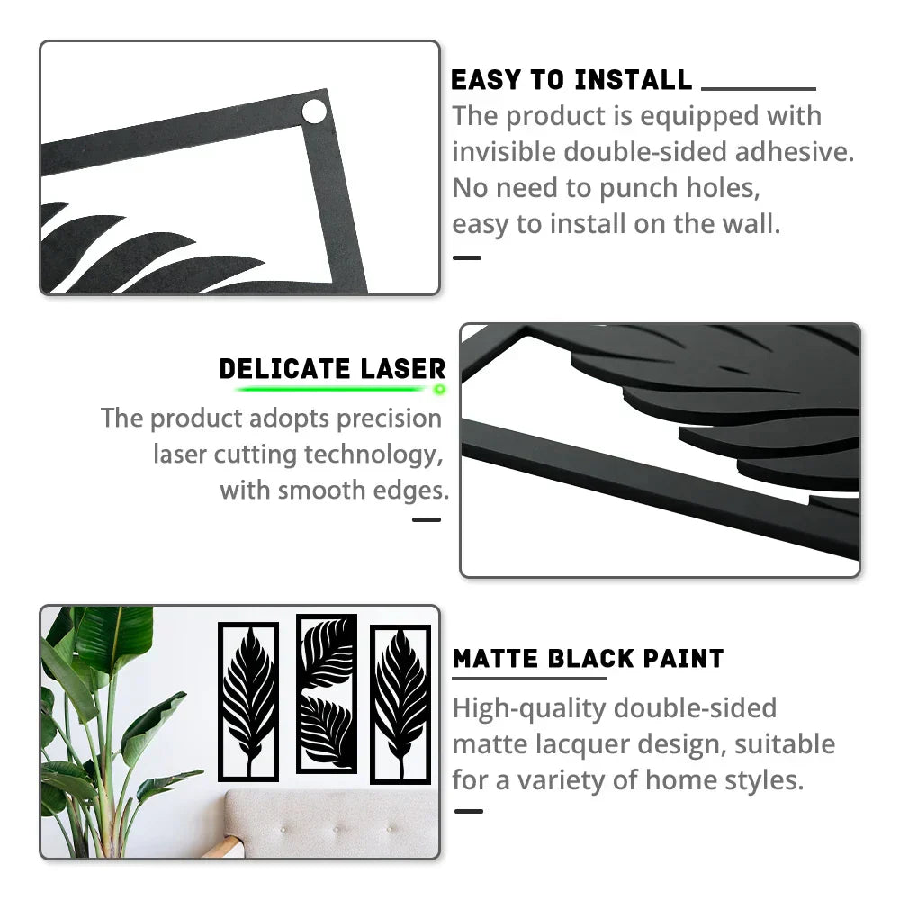 Boho Tropical Leaves Wooden Wall Art