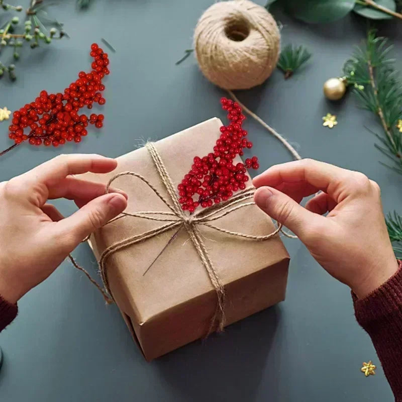 20PCS Artificial Red Berry Branches for Christmas Tree Decoration