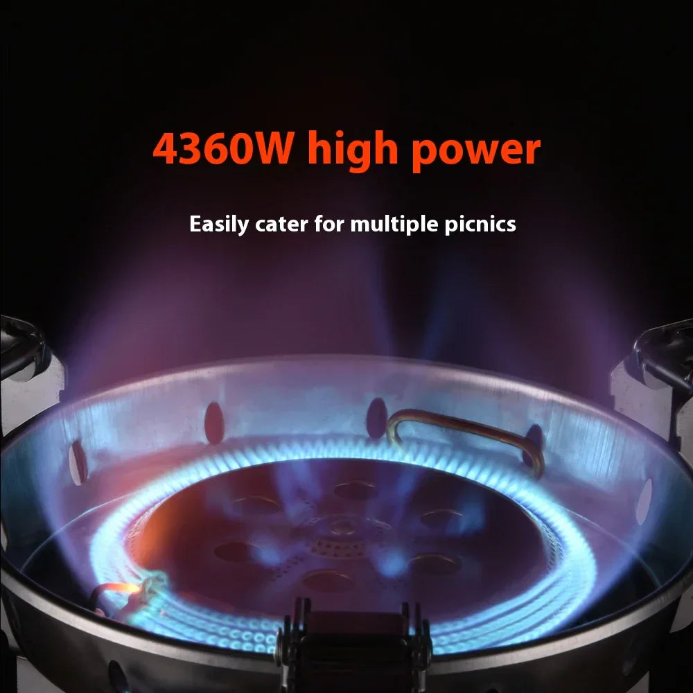 Pro High-Power Camping Stove 4360W Portable Gas Burner Silver