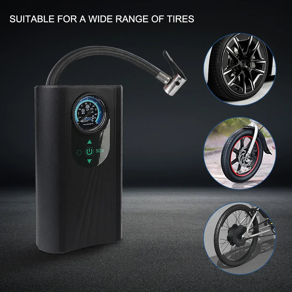 Handheld 12V Electric Air Compressor Quick Inflating Tire Pump Black