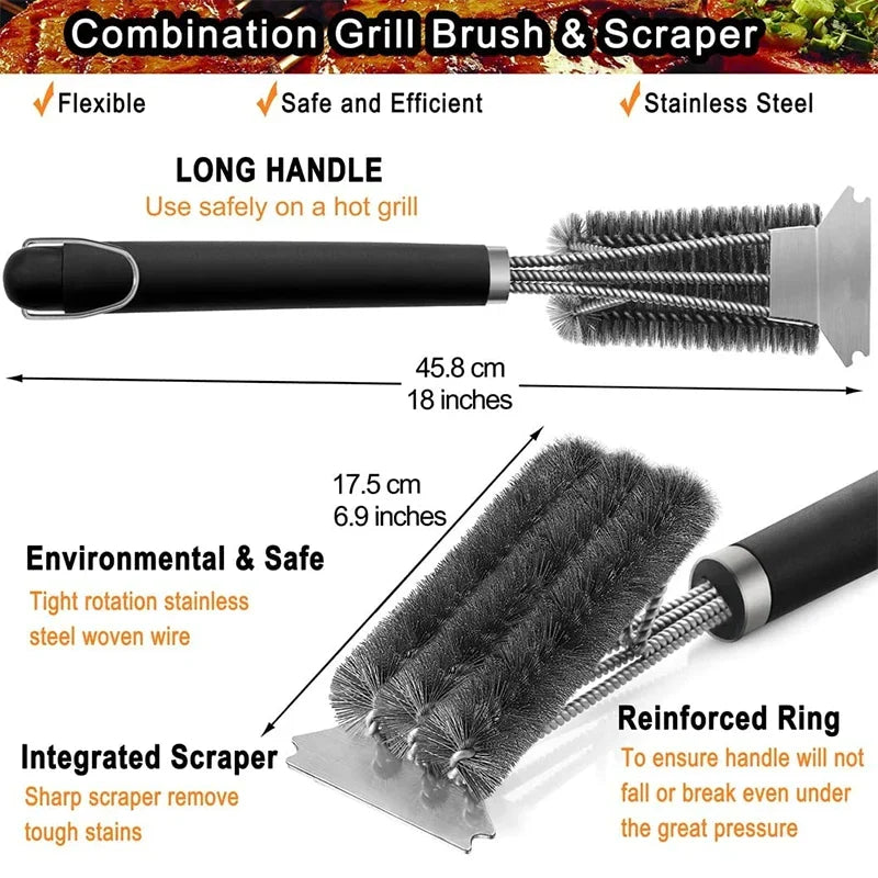 2PCS Grill Brush Scraper Silver