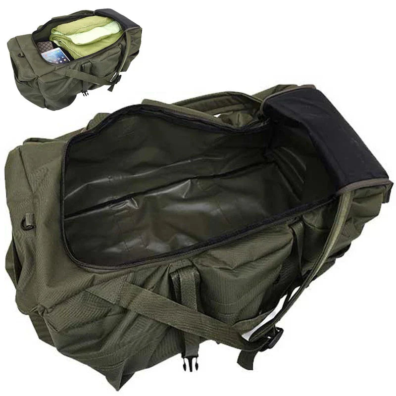 100L Tactical Backpack Waterproof Camping Duffel Green