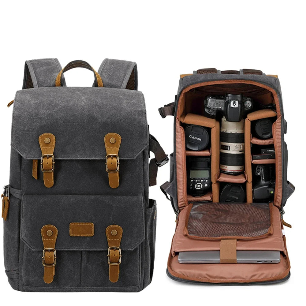 Photography Canvas Camera Backpack Gray