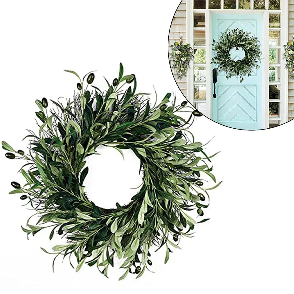 Artificial Green Olive Wreath For All-Year Decor