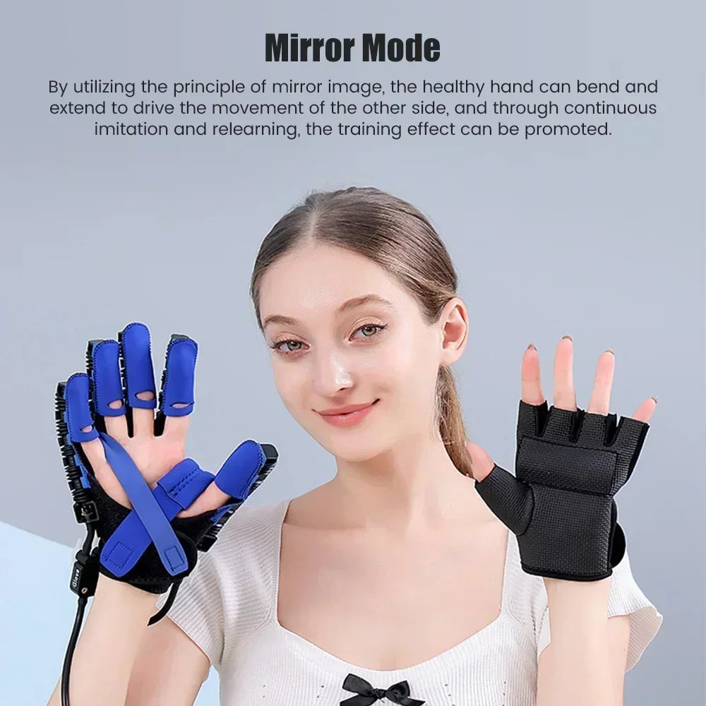 Robotic Rehabilitation Glove Automatic Pneumatic Hand Trainer Blue