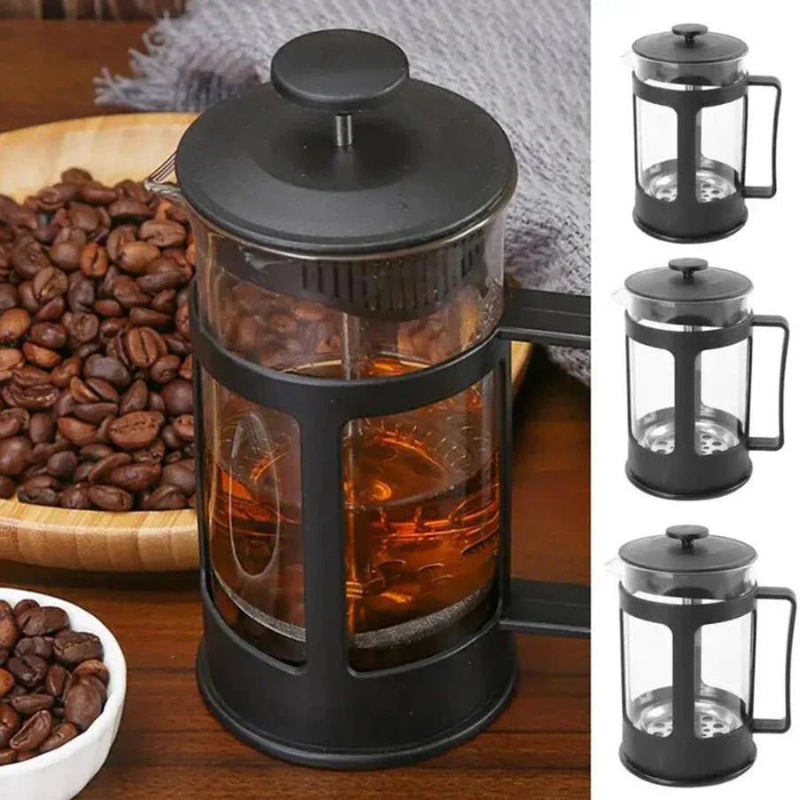 600ML Stainless Steel Coffee & Tea Brewer with Built in Filter & Handle Black