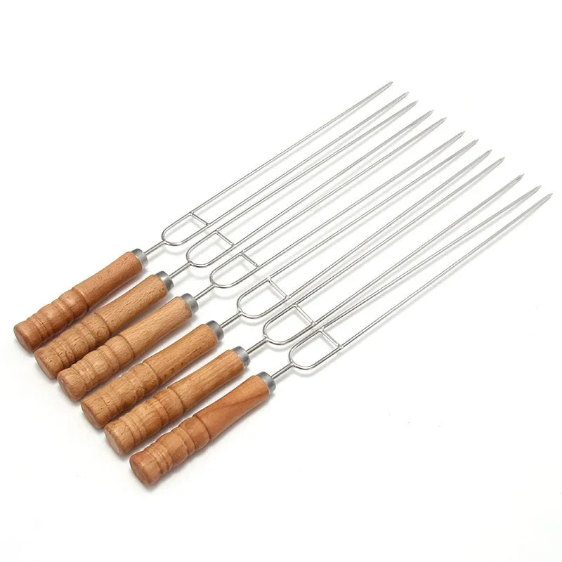 10PCS Stainless Steel BBQ Skewers Black