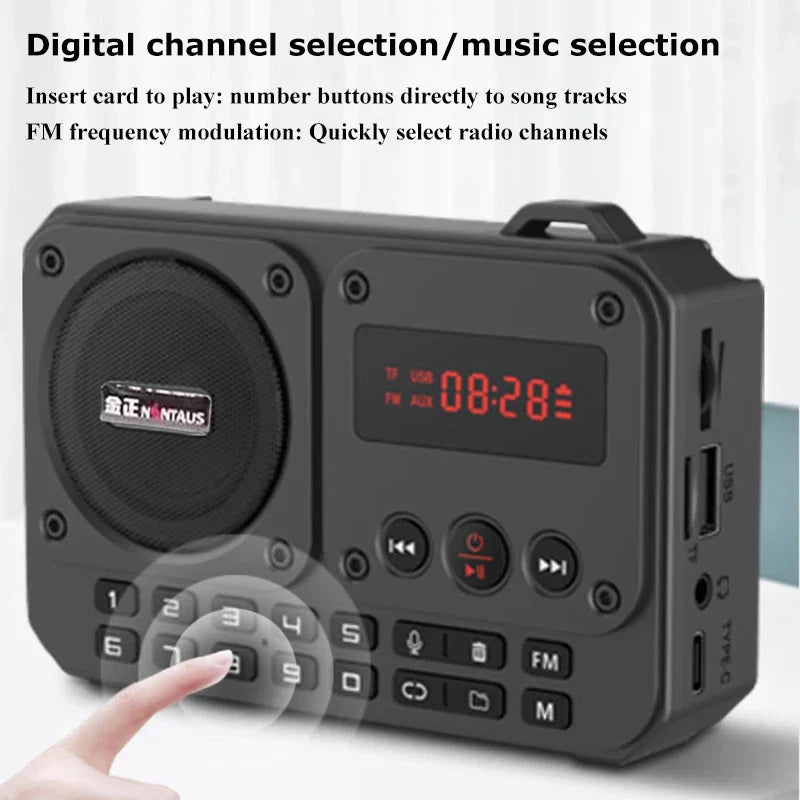 Mini Portable FM Radio Bluetooth Speaker Grey