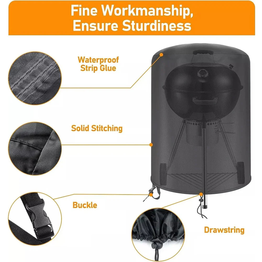 Waterproof Kettle BBQ Cover Black