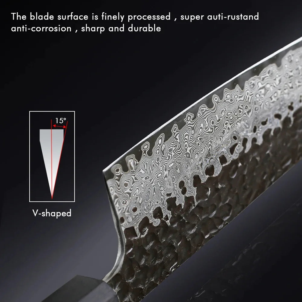 8-Inch Forged Damascus Steel Chef Knife Custom Stainless Blade Green