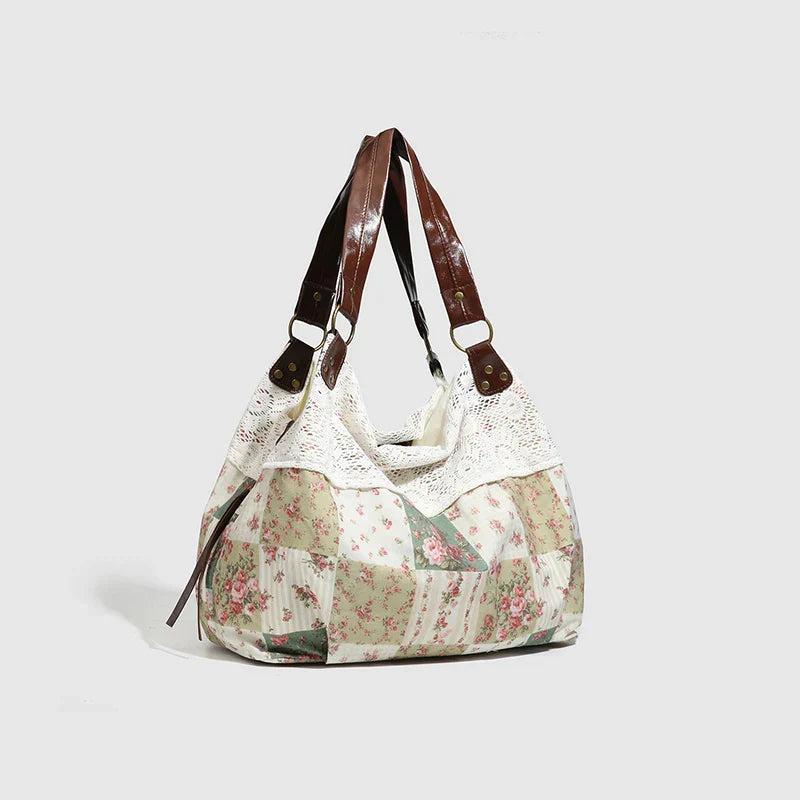 Bohemian Floral Patchwork Tote Bag
