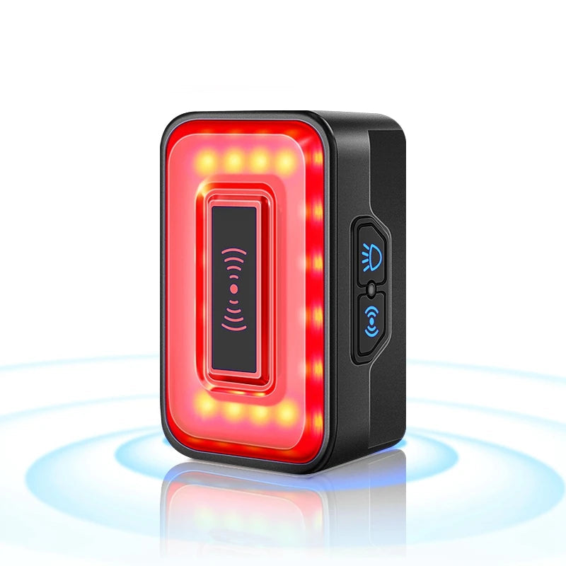 Smart Bicycle Radar Tail Light AI Brake Sensing Black