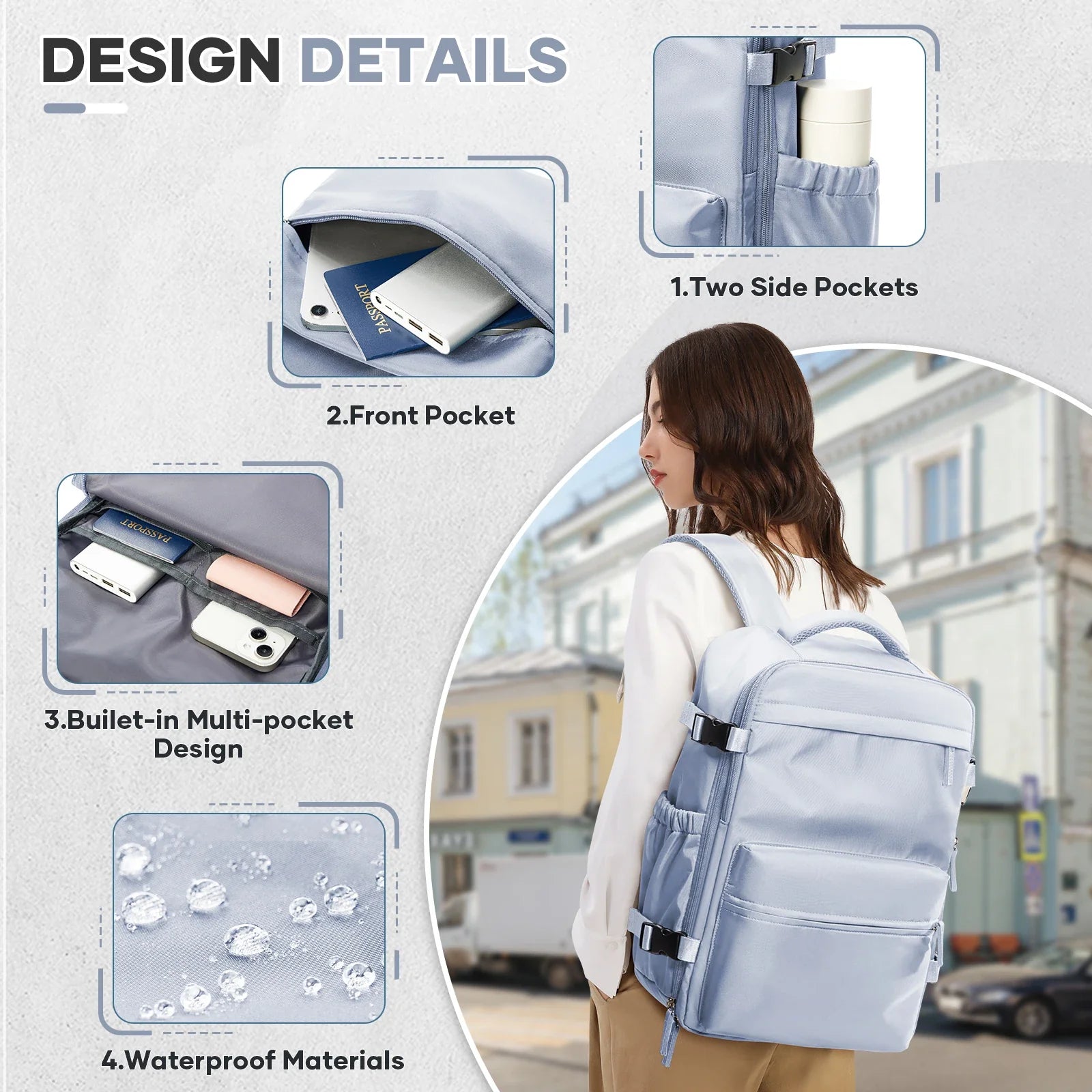 Vacuum Compression Laptop Backpack Grey