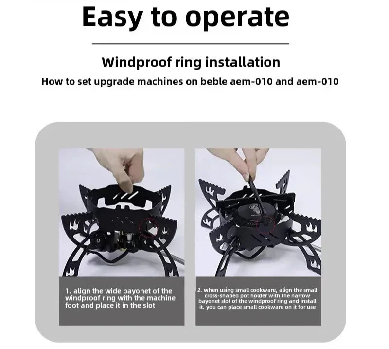 3800W Windproof Camping Stove Lightweight Gas Burner Black