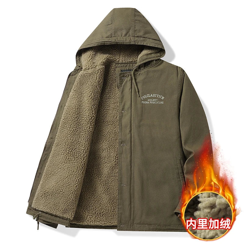Men's Fleece-Lined Hooded Winter Parka Jacket