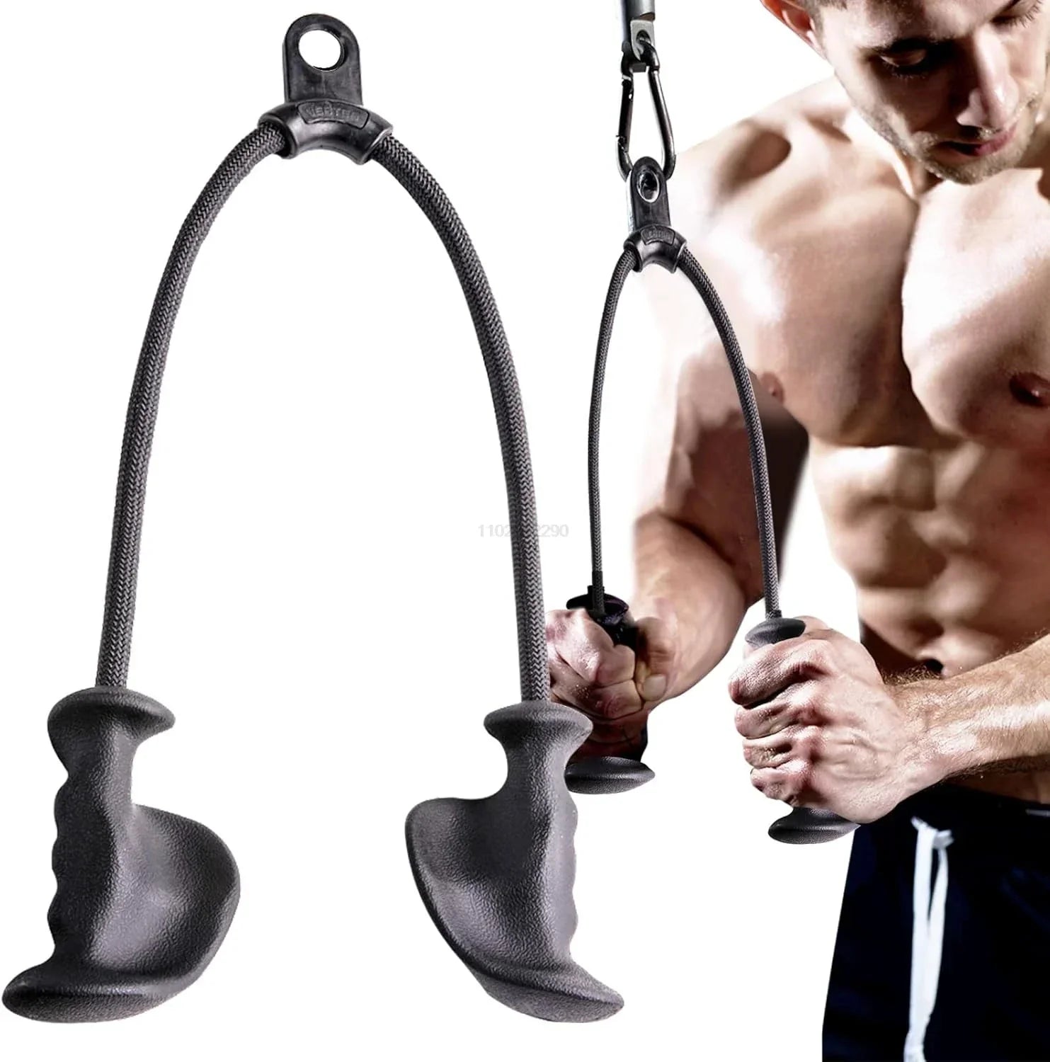 Rope Pulldown Attachment Cable Handle Black