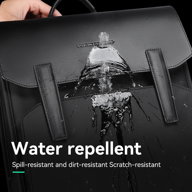 Classic Leather Laptop Backpack Black