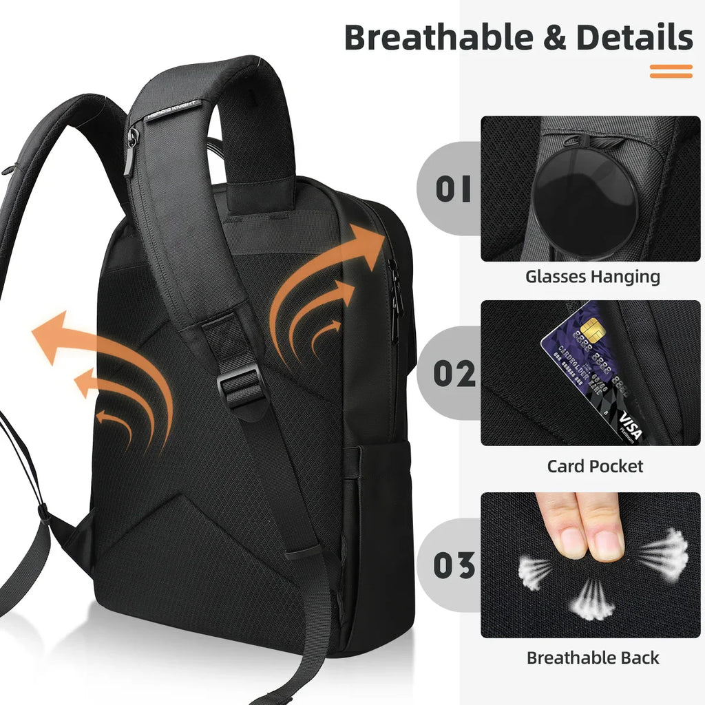 Waterproof 15.6 Flap Laptop Backpack Black