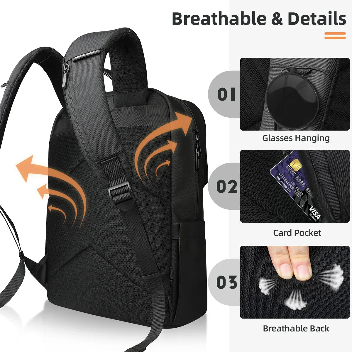 Waterproof 15.6 Flap Laptop Backpack Black