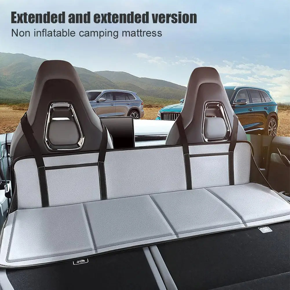Foldable Car Camping Head Block with Storage Flannel Sleeping Pad Grey