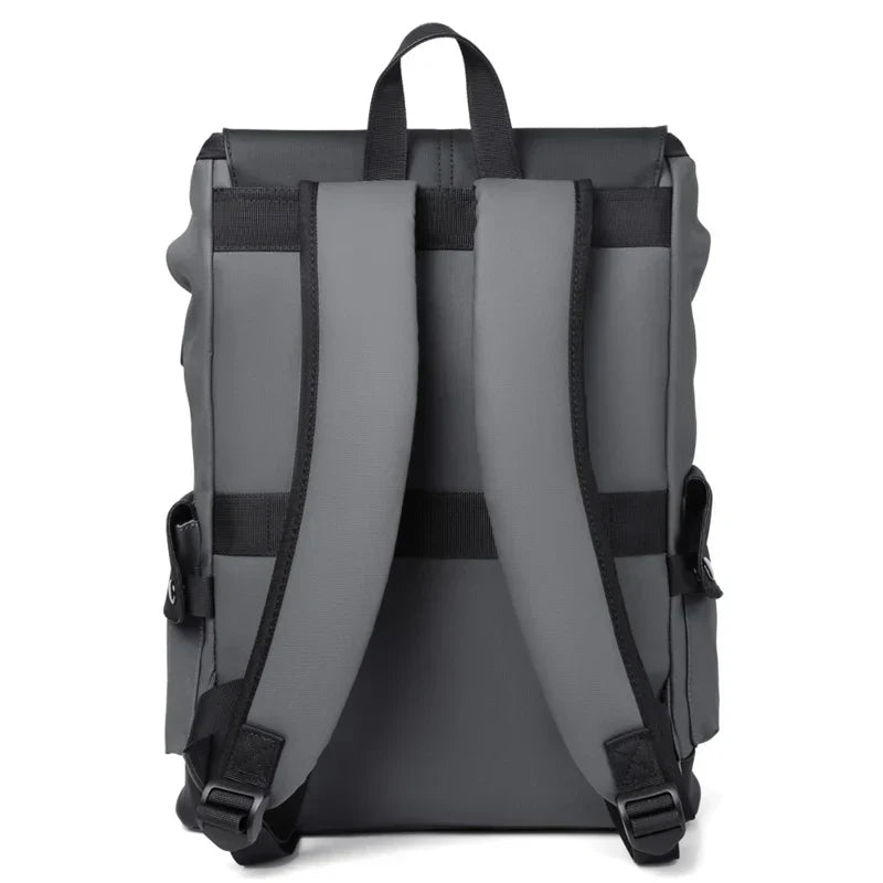 Waterproof PU Leather Laptop Backpack Computer Bag Grey
