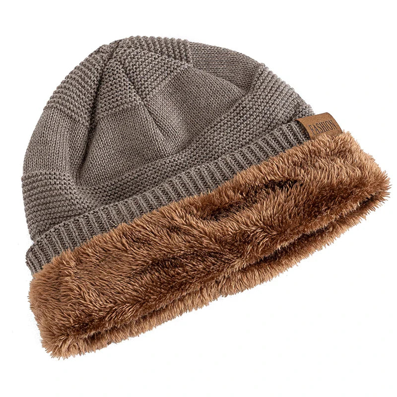 Unisex Fur-Lined Slouchy Winter Beanie Hat