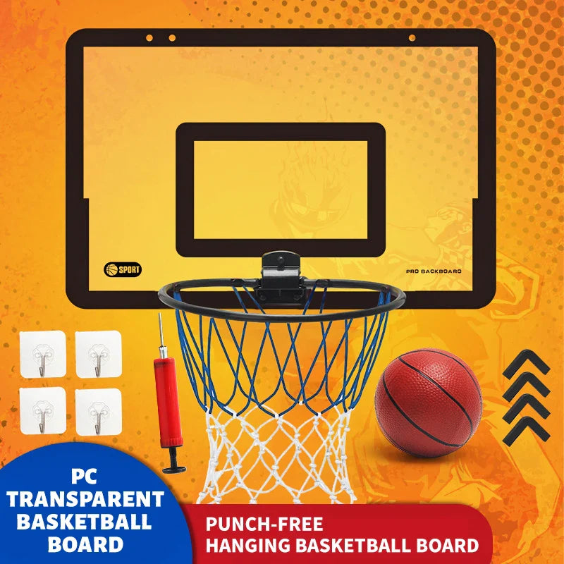 Kids Foldable Wall-Mounted Basketball Hoop Set – Indoor & Outdoor Basketball Stand with Ball
