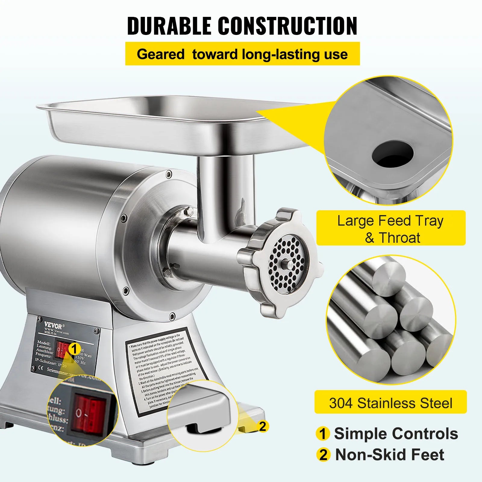 250 Kg/H Electric Meat Mincer Chopper