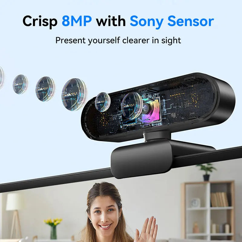 4K USB Mini Webcam with Sony Sensor Autofocus Black