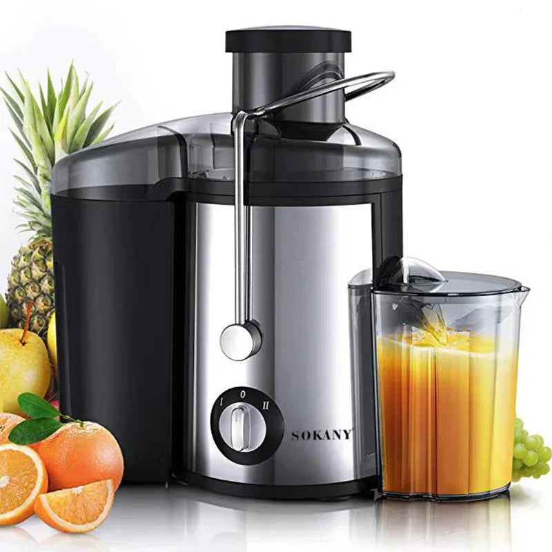 High Power Centrifugal Juicer Large Caliber Electric Juice Extractor Grey