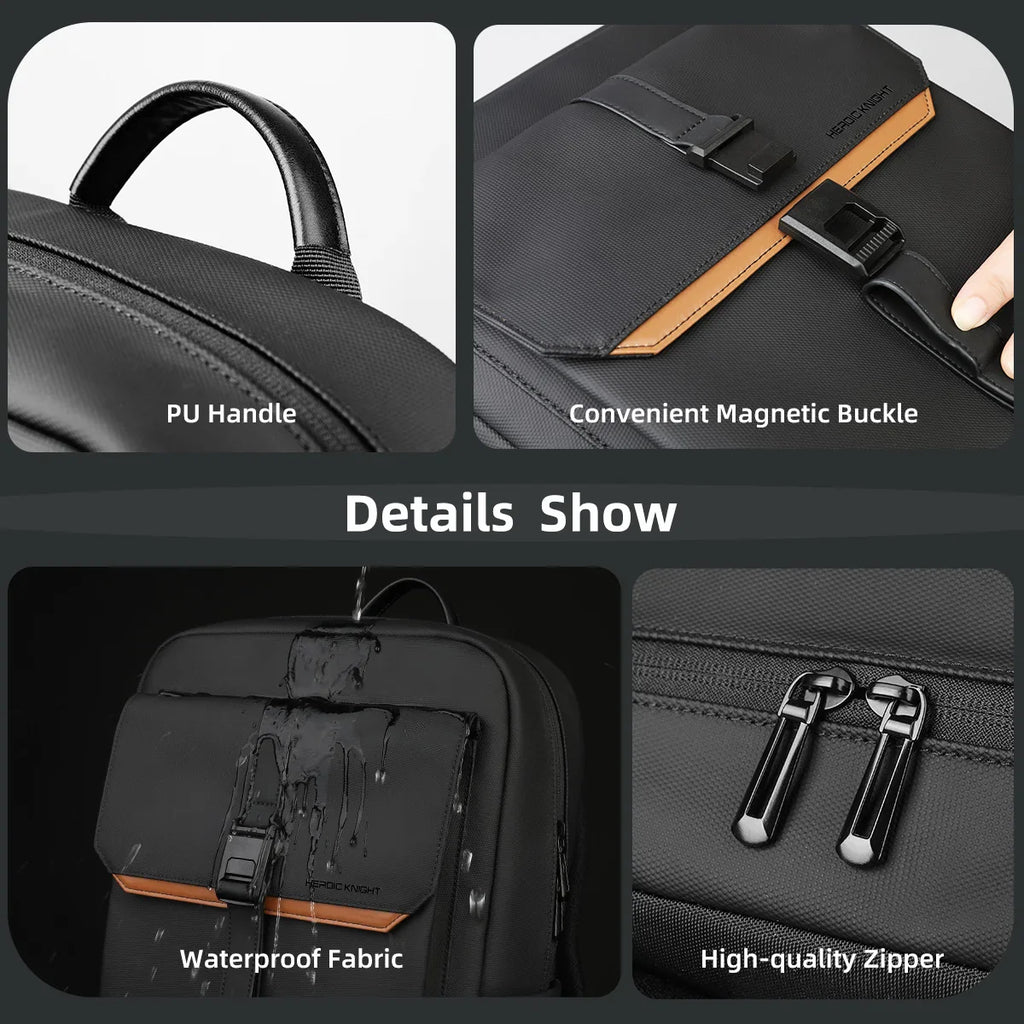 Waterproof 15.6 Flap Laptop Backpack Black