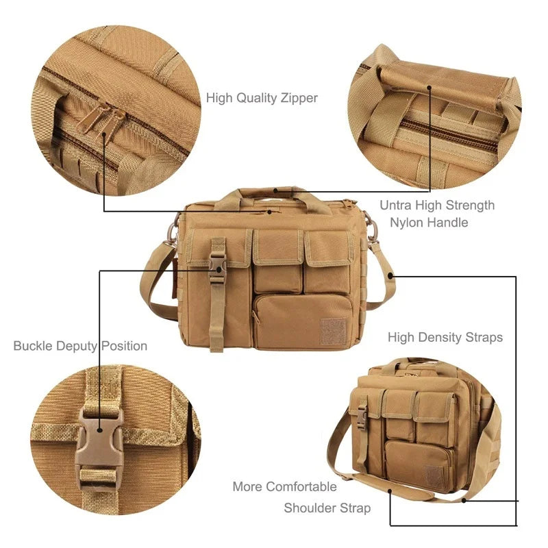 Tactical MOLLE Shoulder Bag Oxford Handbag Khaki