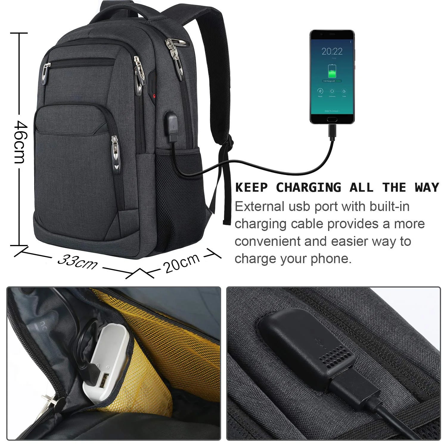 Waterproof Camera Laptop Backpack Black