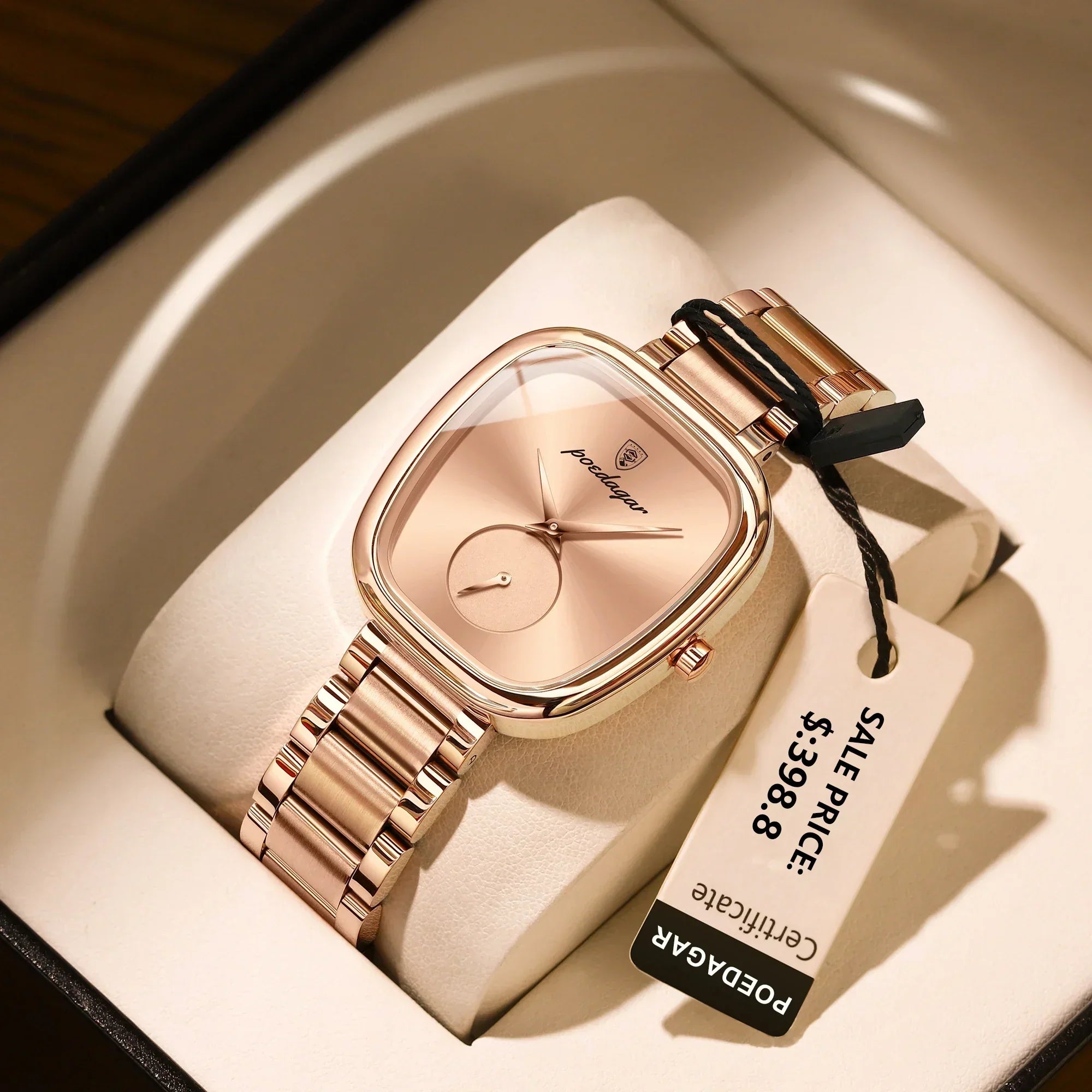 Women's Stainless Steel Waterproof Quartz Watch (Rose Gold)