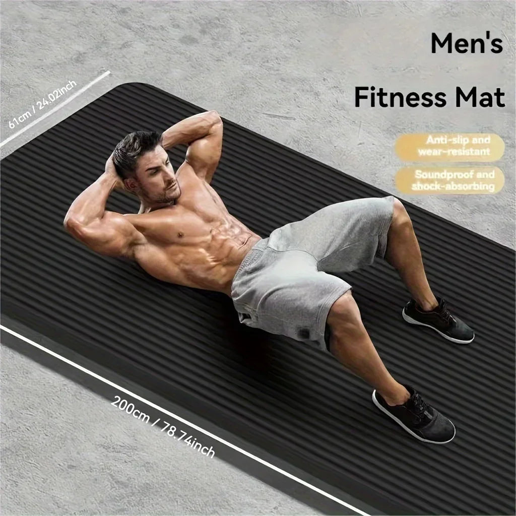 Extra Thick Non Slip Yoga Mat Durable NBR Rubber Black