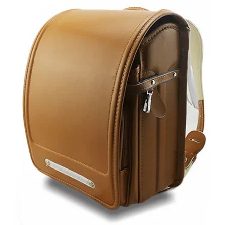 School Backpack PU Leather for Kids Students (Yellowish)