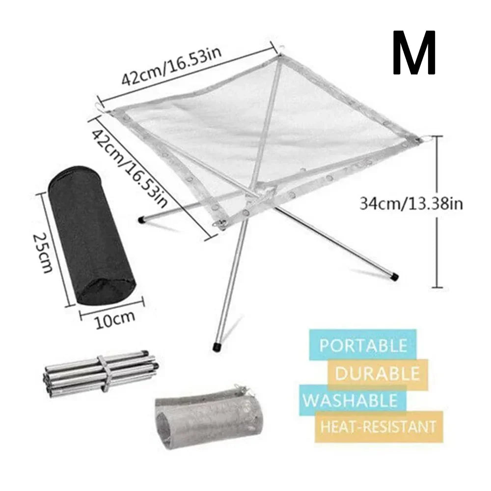 Foldable Stainless Steel Mesh Fire Pit Rack