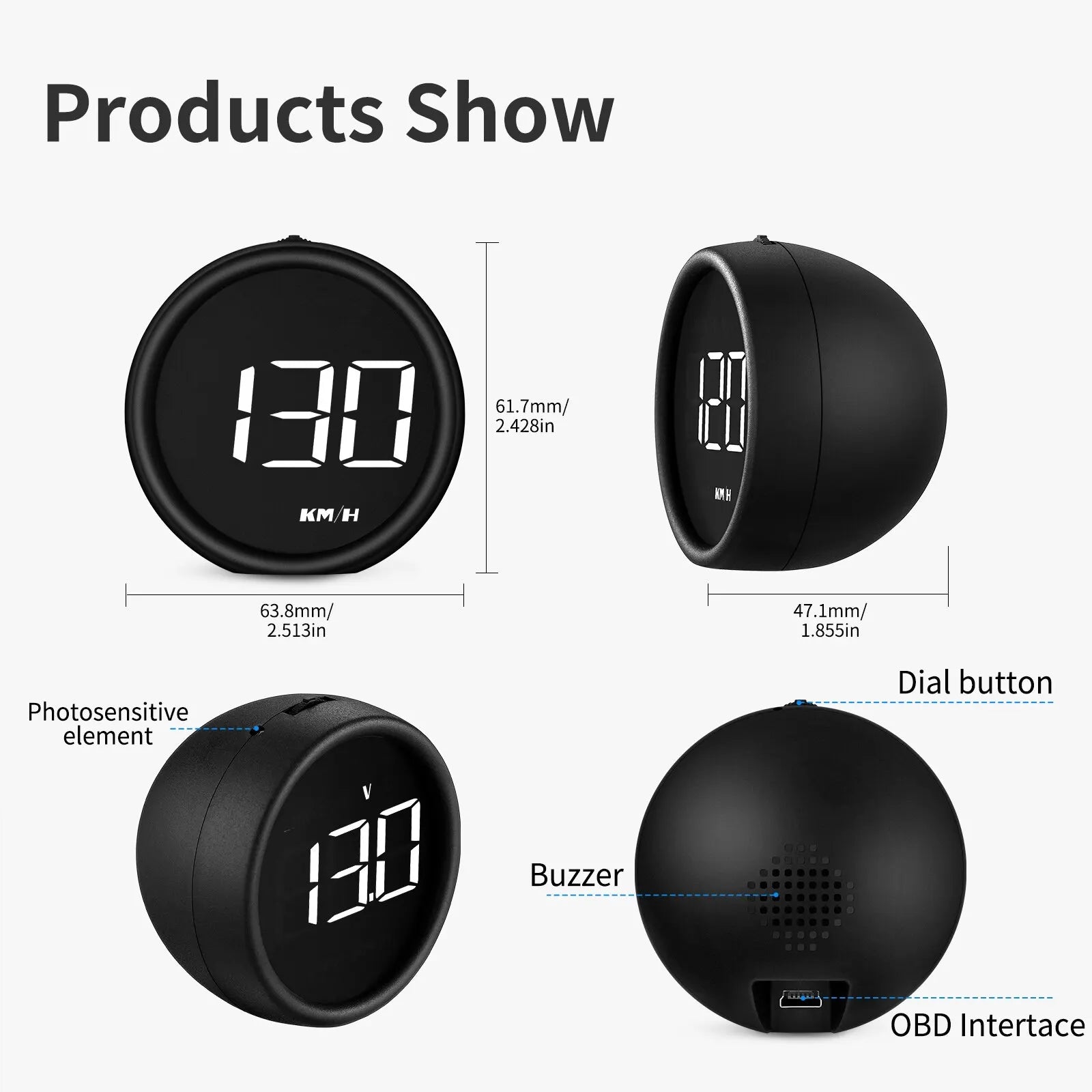 AD B1 HeadUp Display HUD OBD2 Speedometer Gauge Black
