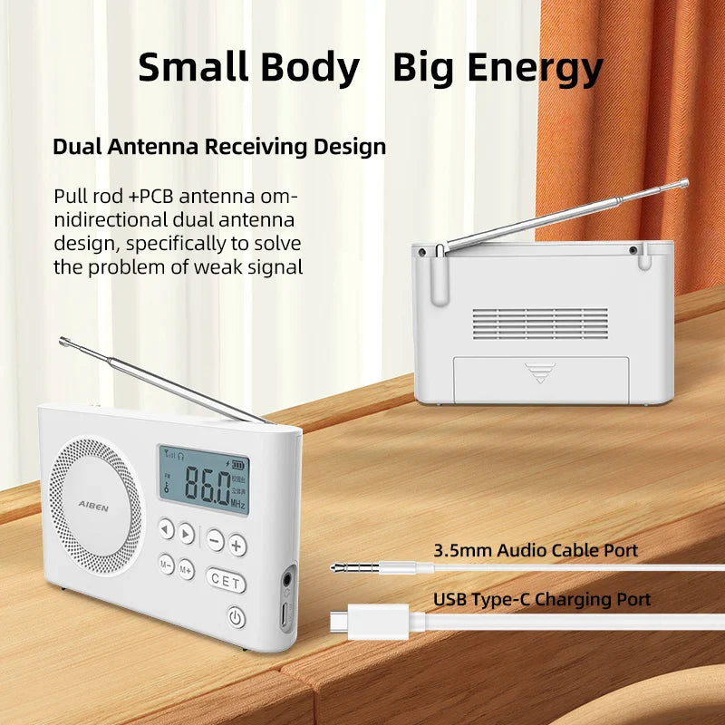 Mini Portable Digital FM Radio White