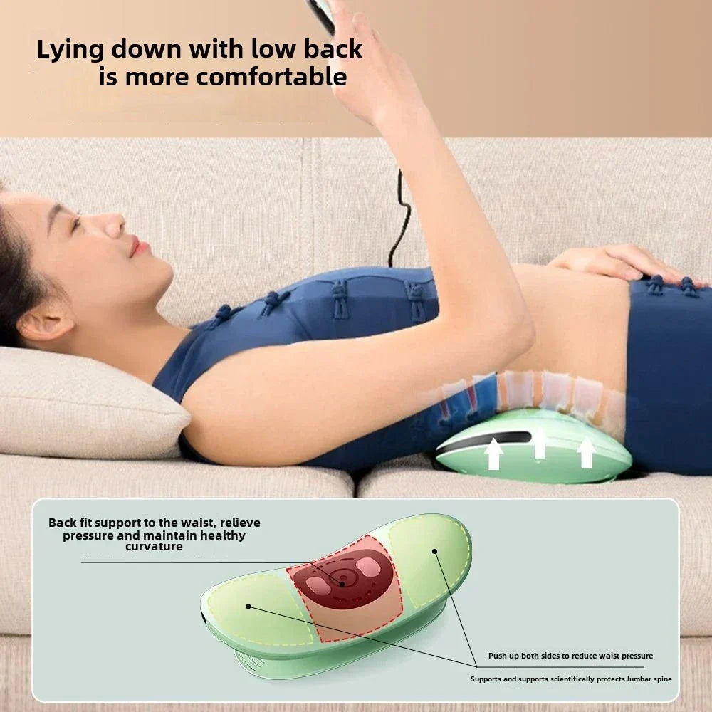 Rechargeable Electric Lumbar Traction Massager Adjustable Vibration Green