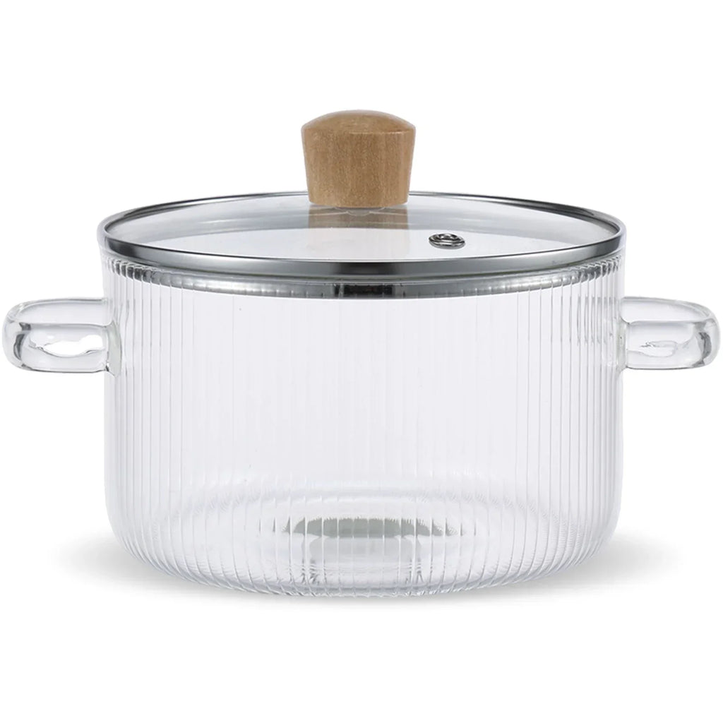 1.6L Borosilicate Glass Saucepan with Lid Clear Heat-Resistant Pot