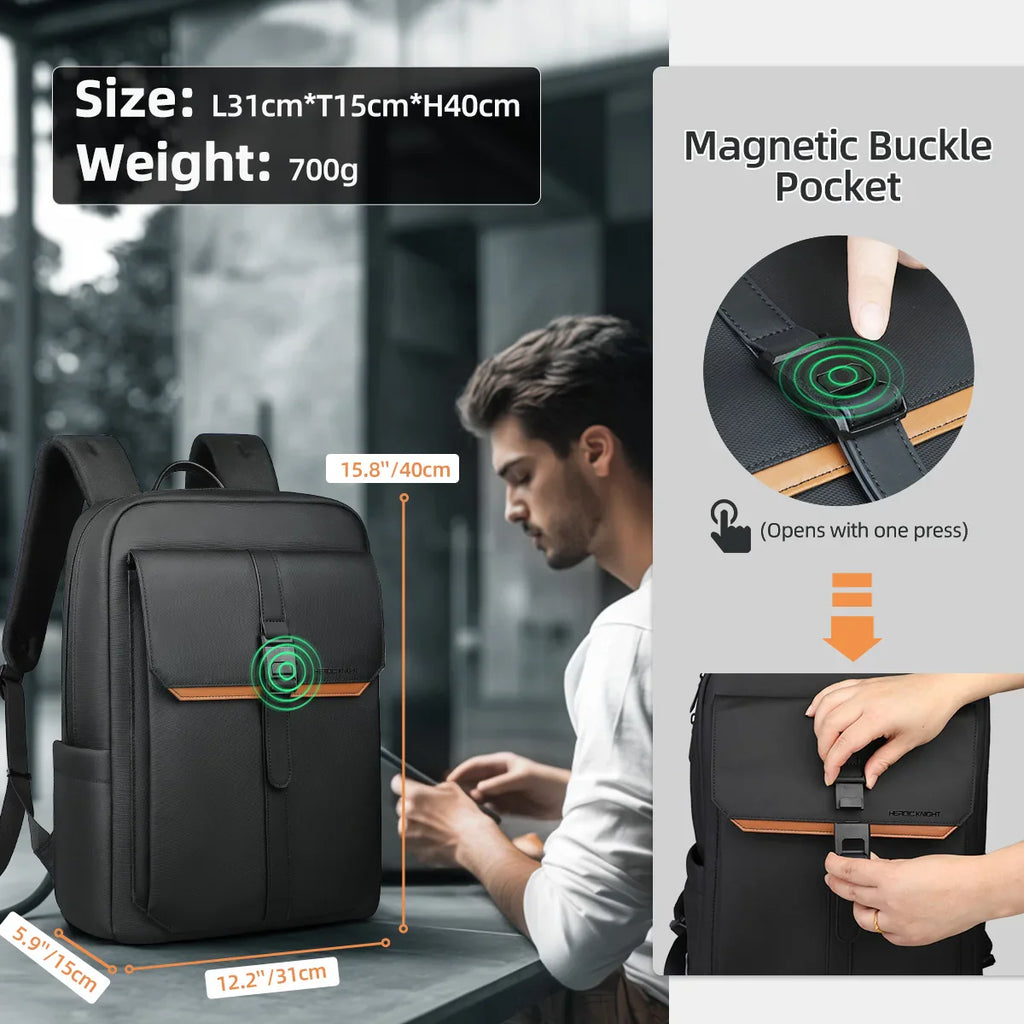 Waterproof 15.6 Flap Laptop Backpack Black
