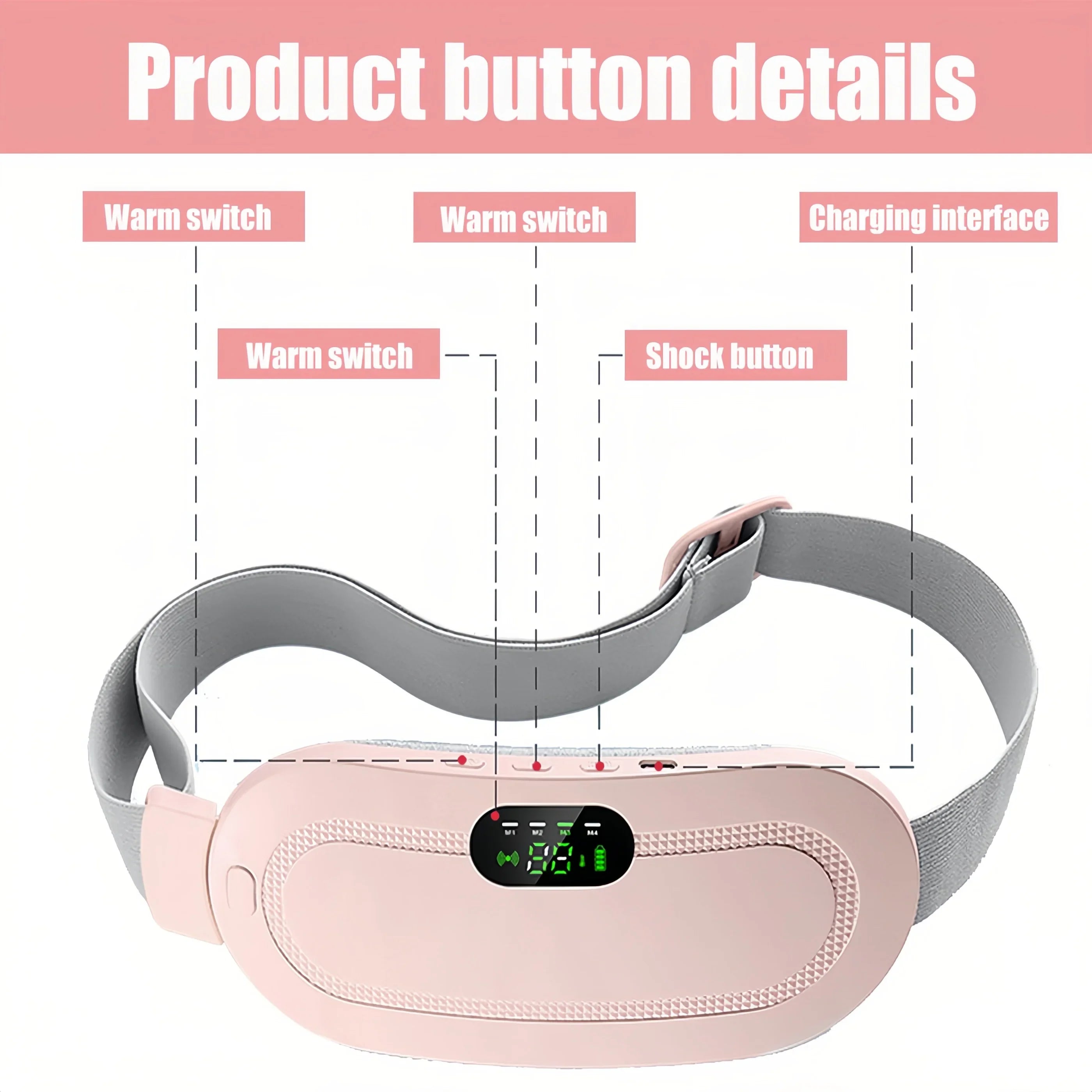 Heated Massage Warming Palace Belt Pink
