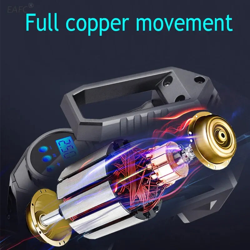 Digital Portable Air Compressor Pump Tire Inflator Grey