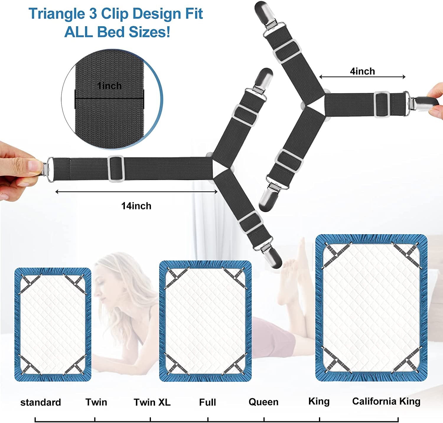 4Pcs/Set Elastic Bed Sheet Grippers Belt