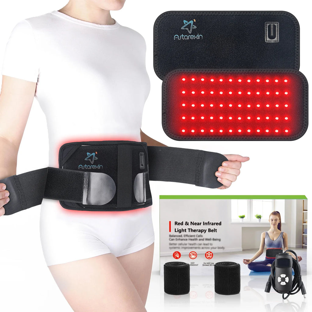 60-LED Red Infrared Light Therapy Belt Black