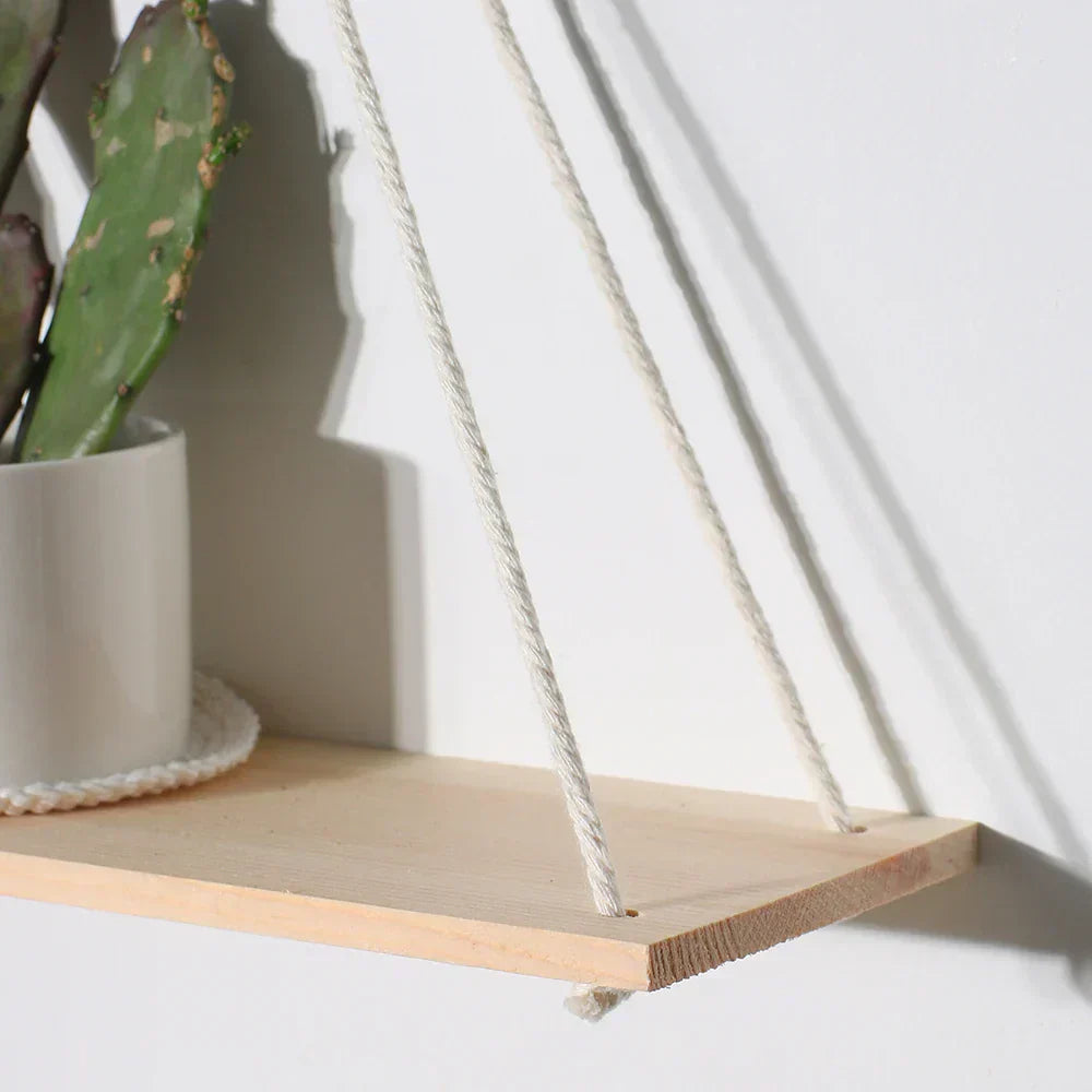 Boho Chic Wood Wall Shelves: Handmade Living Room and Bedroom Decor