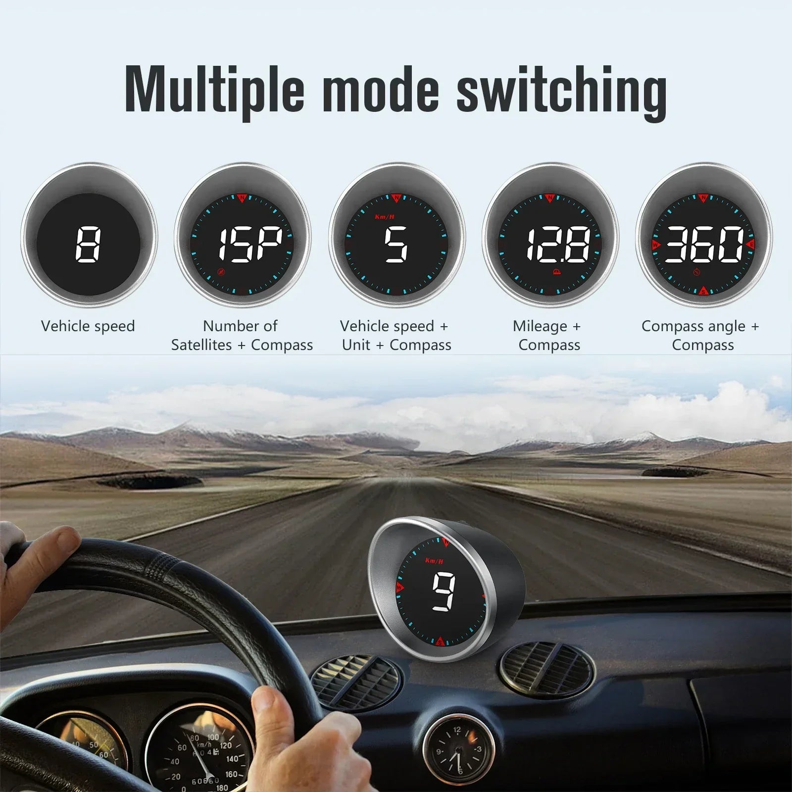Universal GPS Head-Up Display–Digital Speedometer Black
