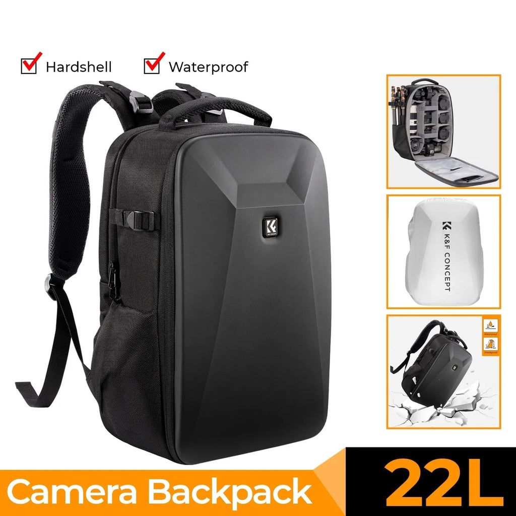 22L Hard Shell Camera Backpack Black